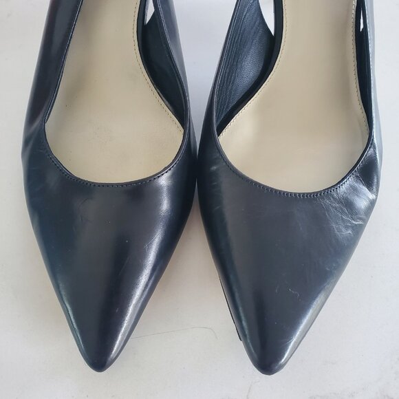 Via Spiga Black Leather Kitten Heel Slingback Heels  9.5M - Picture 5 of 13